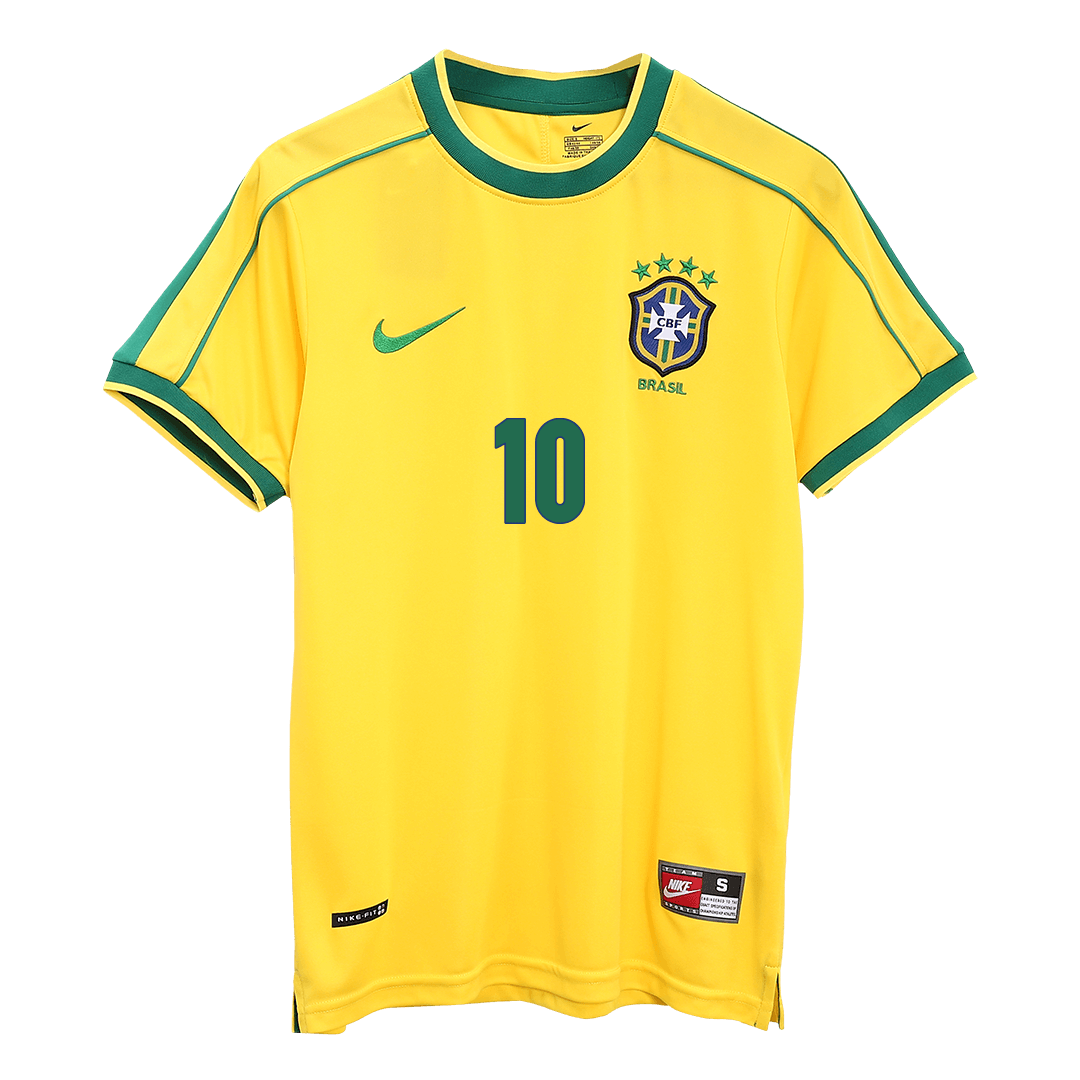 Brazil World Cup 1998 Koti Retro -pelipaita Miesten RIVALDO #10 - kuva 8