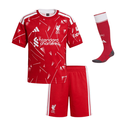 Liverpool lasten kotipeliasu 2026/27 – pelipaita, shortsit ja sukat edestä
