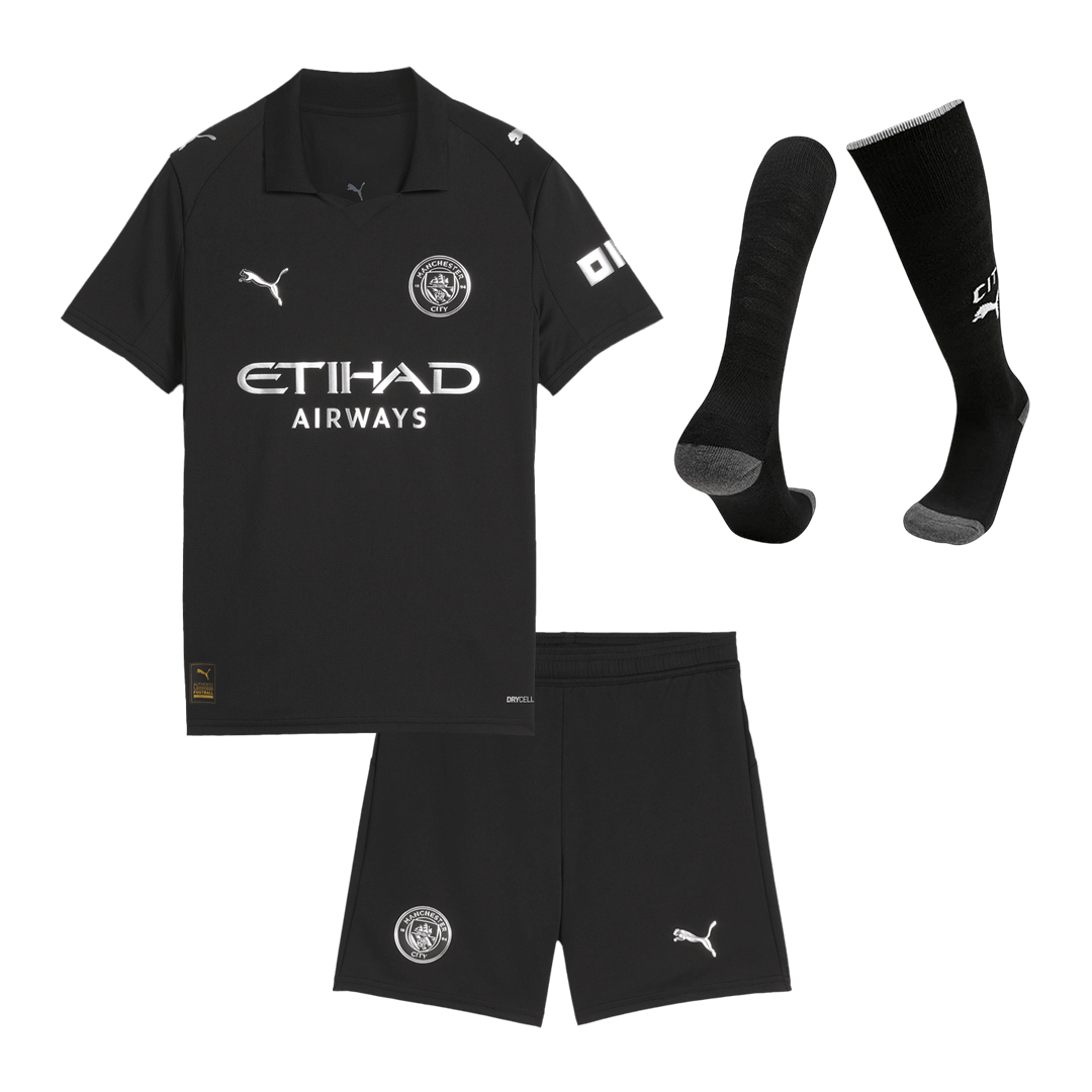 Manchester City 2025/26 Vieras Lasten täydellinen peliasu