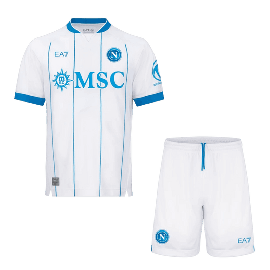 Napoli vierasjalkapallosetti 2026/27 – pelipaita ja shortsit edestä
